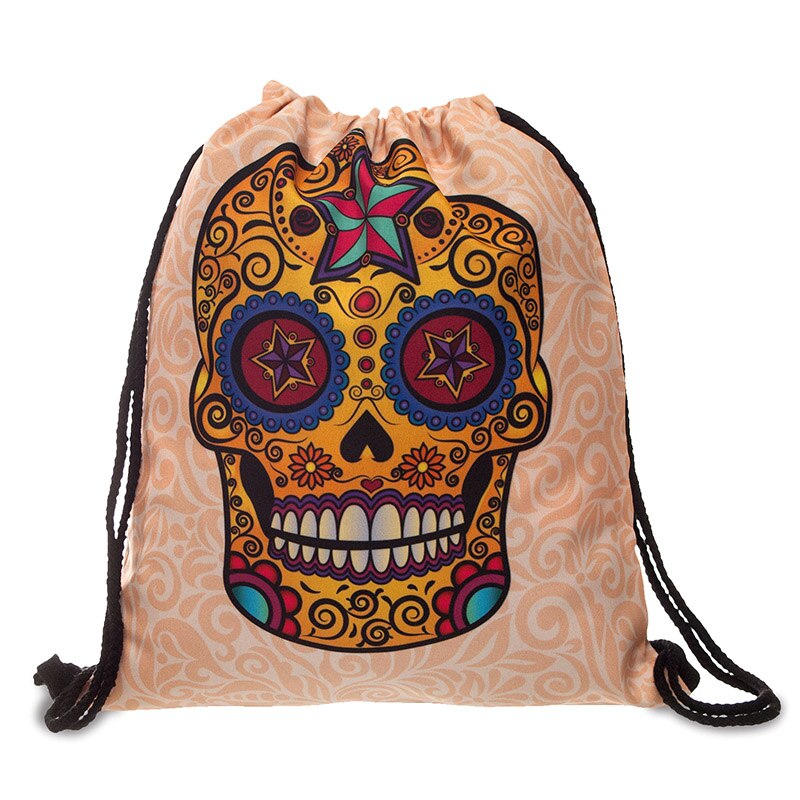 Impression 3D sac à cordon voyage toile dessiner chaîne sac crâne pieuvre motif Harajuku gothique sac à dos cartable