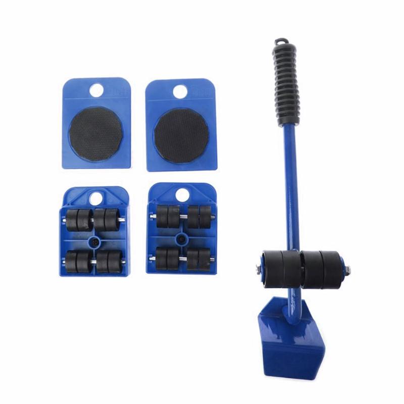 5pcs/set Heavy Furniture Lifter Mover Transport Lift Move Slides Trolley for Moving Moving Heavy Goods Blue 34*10cm Hand Tools