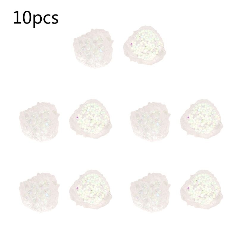 10 stk farvet krystalharpiks knap uregelmæssig overflade paillet diy pandebånd smykker  m6cd: Hvid