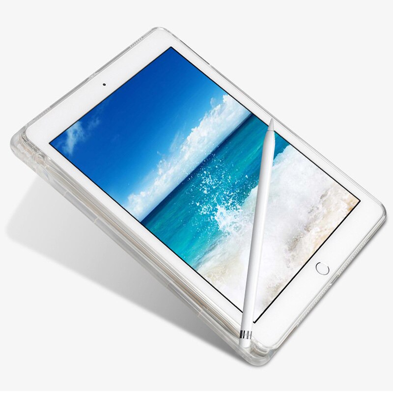 Couvercle Transparent Pour iPad 10.2 7 8 Mini 2 3 4 5 9.7 Pro 10.5 11 2 3 4 Avec Porte-Crayon TPU Arrière En Silicone Étui Pour Tablette