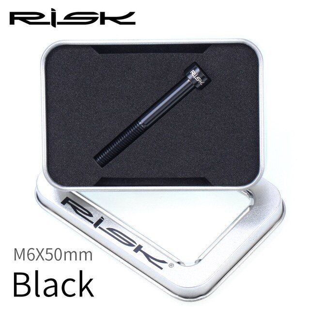 RISK Titanium Bolts M6 x 30 35 40 50mm Allen Key MTB Road Bike Taper Head Screw Bicycle Headset Cap Fixing Bolts Rainbow Gold: m6x50mm Black