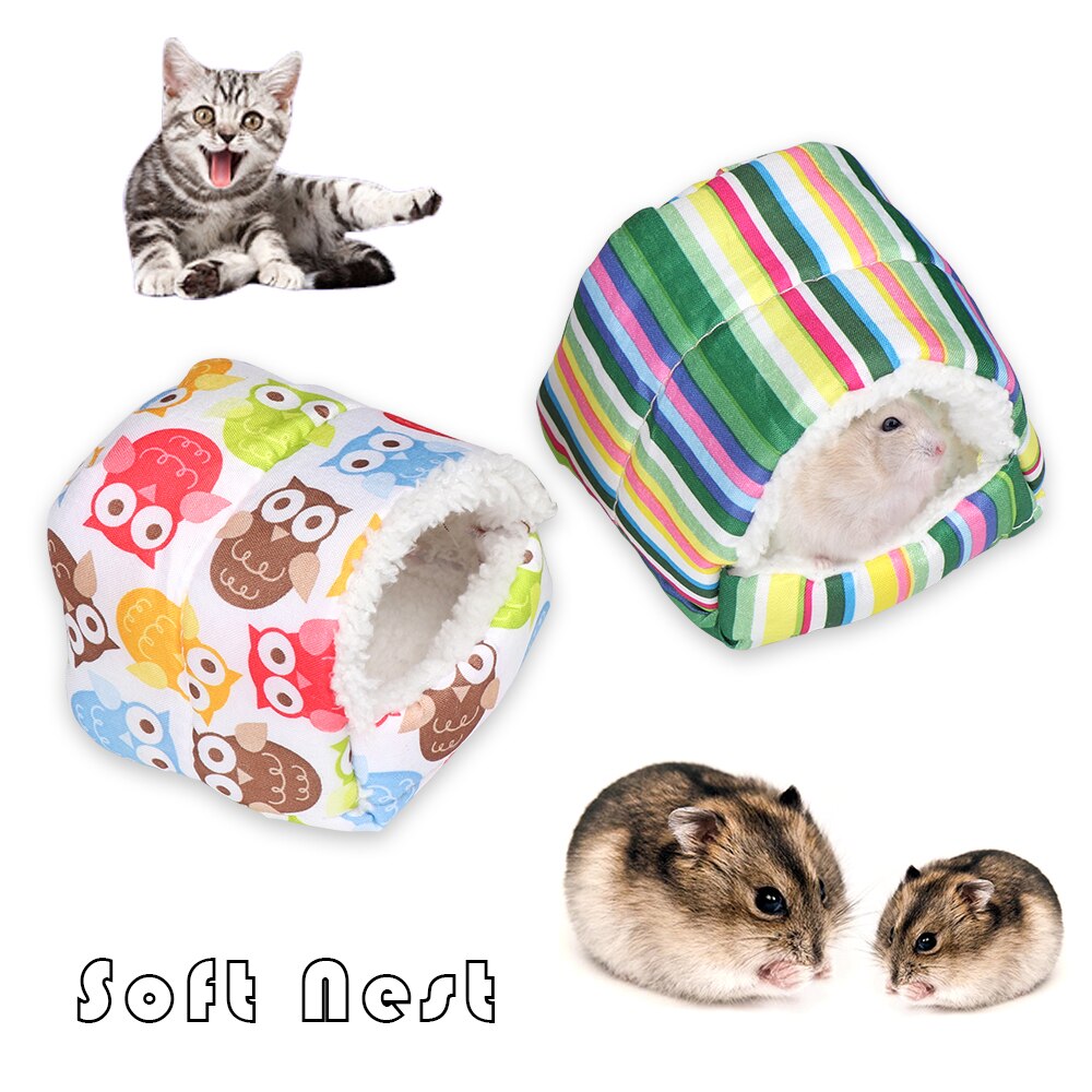 Mini dyr vinter varmt hus dejligt kæledyr kat hund kanin bur blød hamster pude seng rede plys blød guinea lille dyrehus