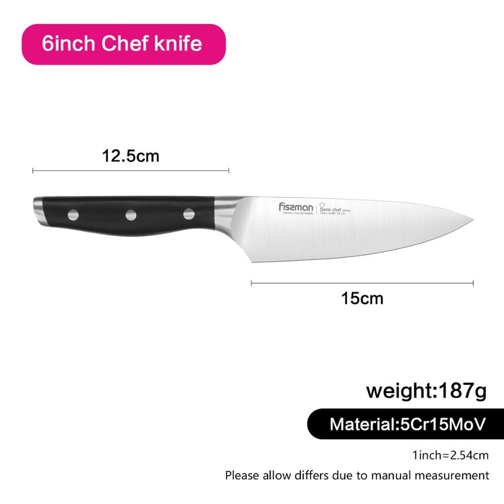 FISSMAN Demi Chef Series German Steel Kitchen Knives Utility Chef Santoku Cheese Knief: Model 2362
