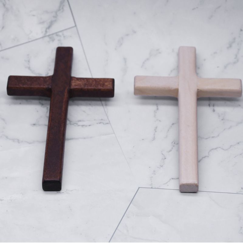 2 Stuks Handgemaakte Houten Kruisbeeld Kruisen Jezus Christus Ornamenten Religieuze Hanger