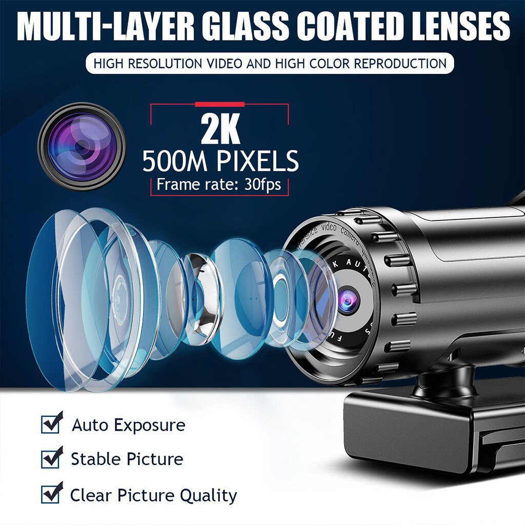 2K 4K High Definition Webcam Met Ingebouwde Microfoon Groothoek View USB2.0 Plug En Play Camera voor Conferentie Bellen