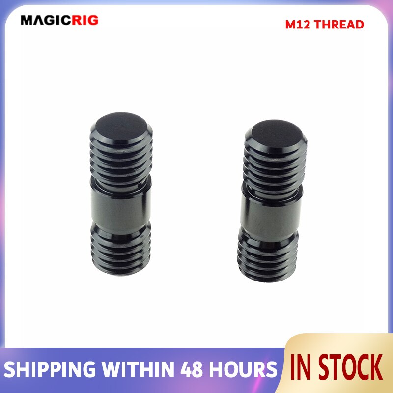 MAGICRIG – plate-forme de connecteur de tige en alliage d&#39;aluminium avec filetage M12 aux deux extrémités pour caméra DSLR, tiges de Rail de 15mm (paquet de 2) - Y706