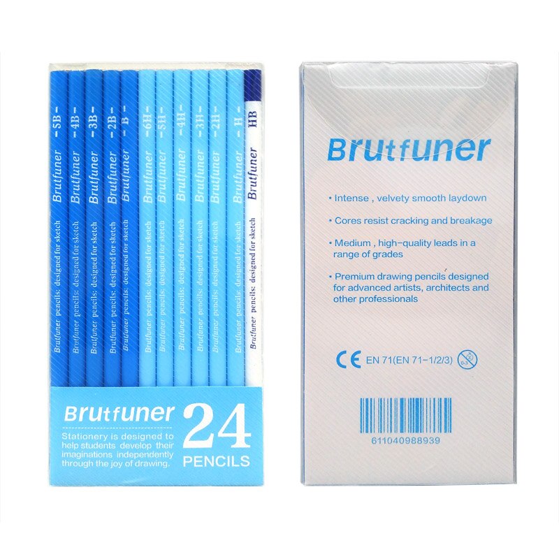 Best 14pcs/set 12B 10B 8B 7B 6B 5B 4B 3B 2B B HB 2H 4H 6H Graphite Sketching Pencils Pencil Set for Drawing: 24pcs Pencils