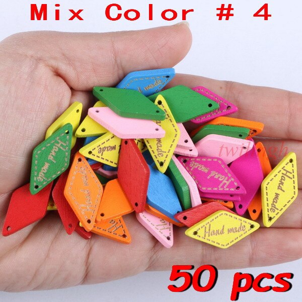twilingh 50Pcs Natural Color Wooden Buttons Handmade Letter Love 2 Holes: Mixed Color 4 50pcs