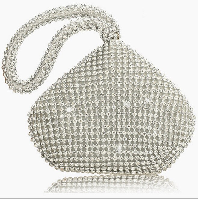 Sac à main argent solide pour femmes, sac à main à poignée avec petits diamants, pochette strass, nouvelle ,