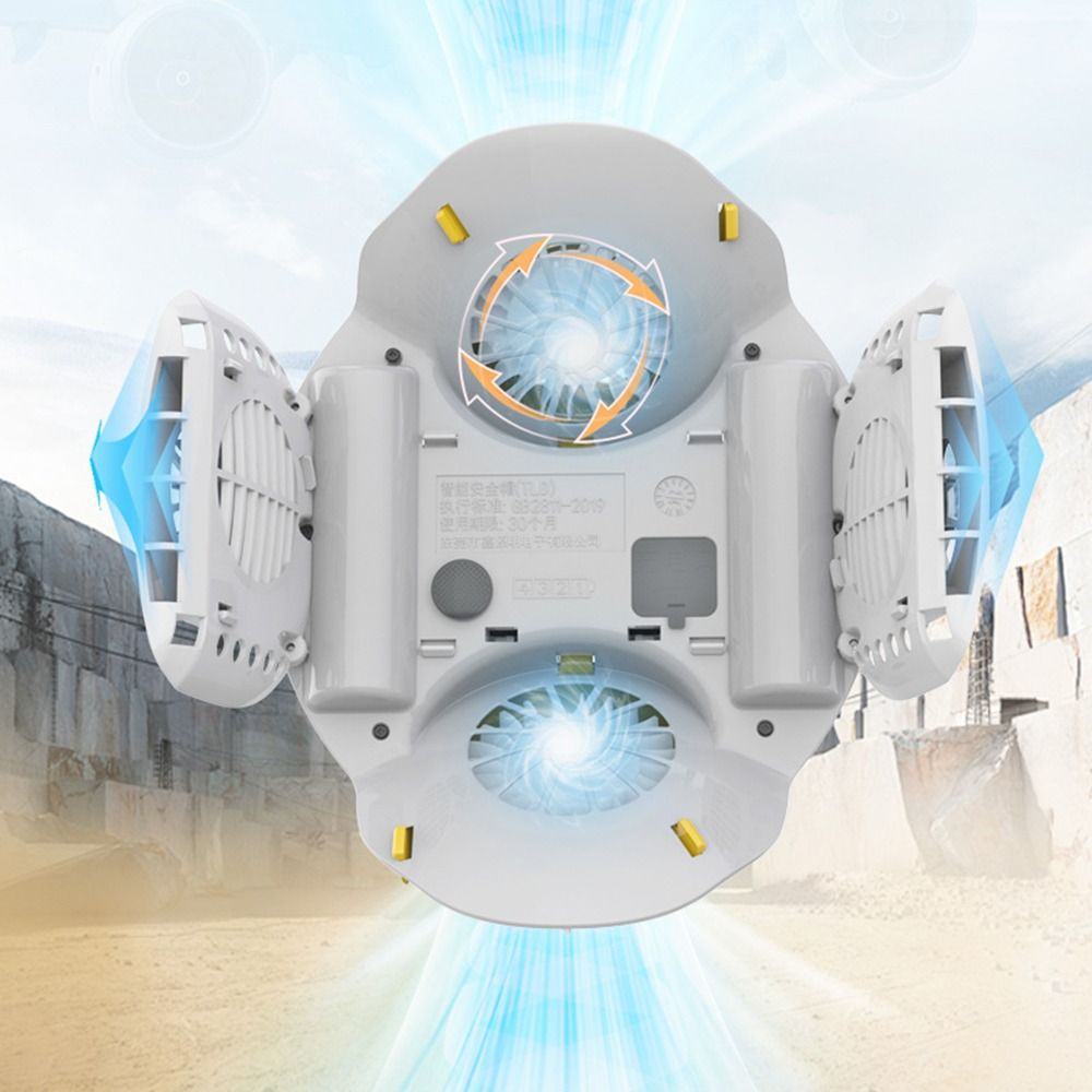 Kask z wentylatorem 4 koła zębate, ładowalny, 1/2/4 wentylatory, regulowany, ochronny, przeciwdeszczowy, z moc bankiem, kask ochronny z wentylatorami.