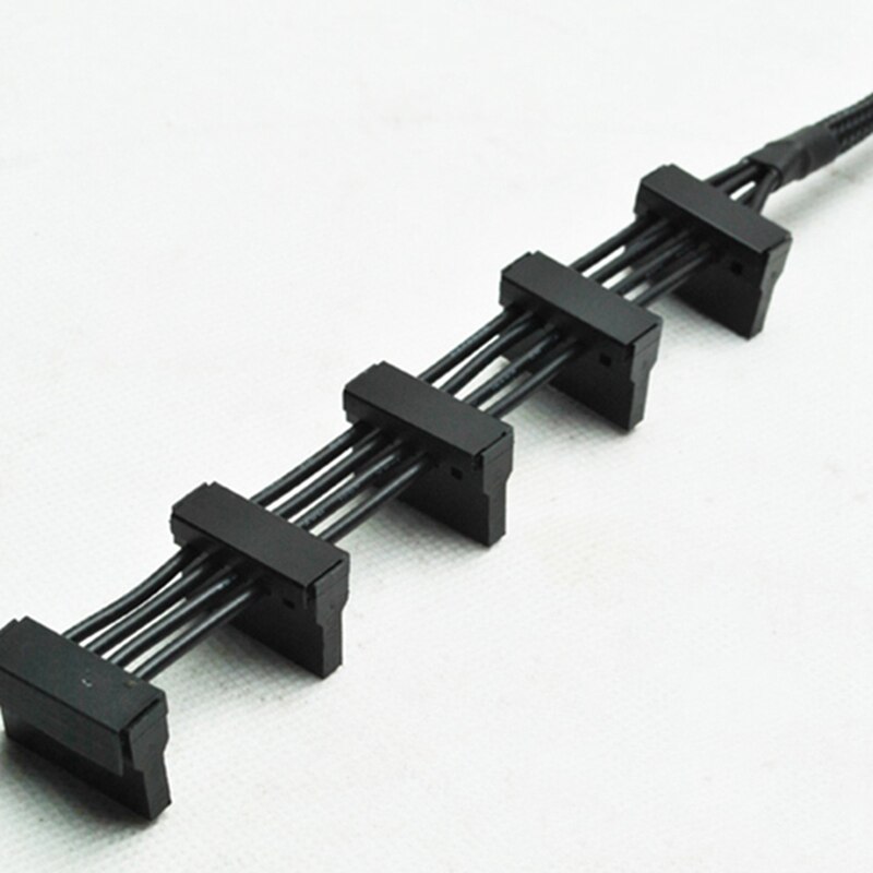 3 Pieces of Practical and Durable Pc Server 4-Pin Ide Molex 1 to 5 Sata Power Cord Adapter Splitter 18Awg Black 55 cm