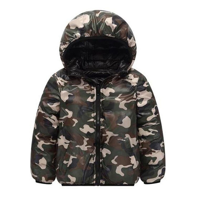 Benemaker vinter camouflage jakke til pige dreng dobbeltsidet frakke børn ropa de niño børnetøj babytøj overtøj  jh077: Sort / 14t