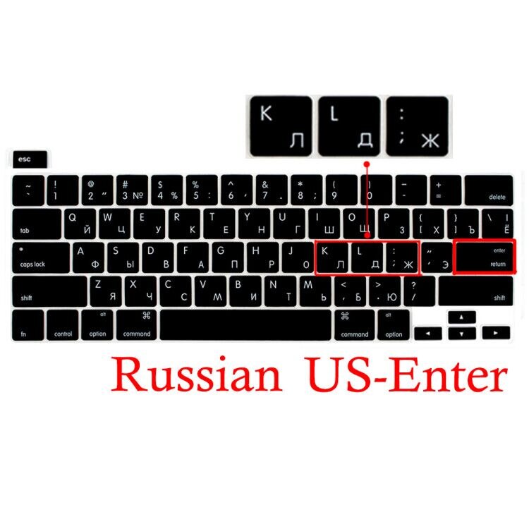 UNS Englisch EU Spanisch Arabisch Französisch Russische Tastatur Abdeckung Silikon Haut für Neue MacBook Pro 13 16 A2141 A2289 a2338 M1 UNS: US Russian black