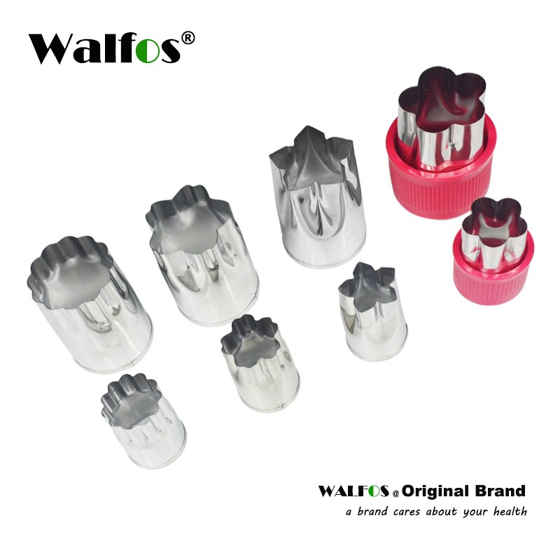 Walfos 8 Stuks Rvs Bloem Ster Vorm Groente Fruit Cutter Mold Cake Cookies Cutting Vorm Taart Bakken Tools: WALFOS 8 Flower