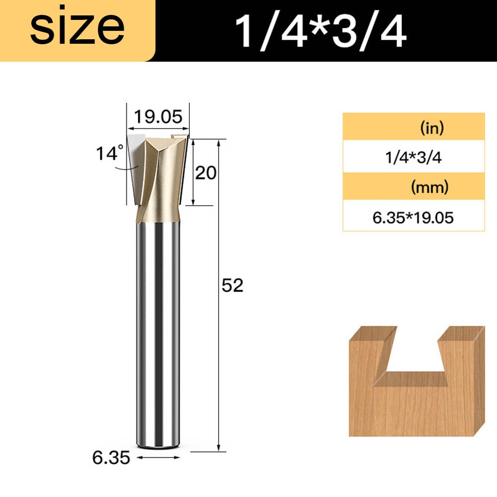Tideway Dovetail Router Bits Joint Milling Cutter Tools for Furniture Building Cabinet Making Engraving Cutting Tool for Wood: W00106