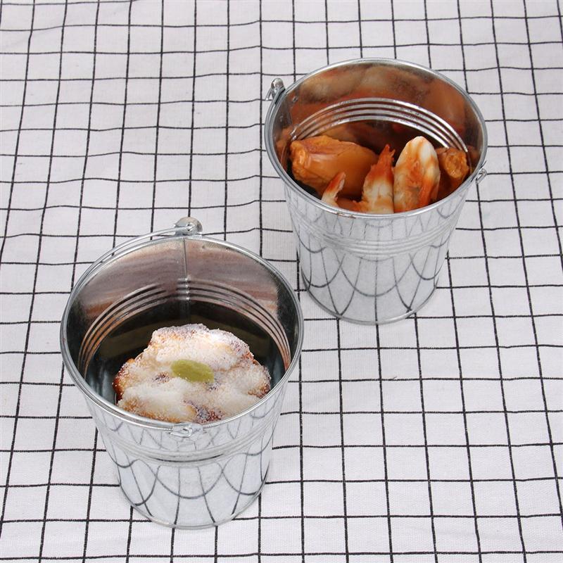 LUOEM 6pcs Mini Tinplate Metal Bucket Snack Buckets Icing Bucket French Fries Tin Pails Ice Bucket Wedding Birthday Party Favors