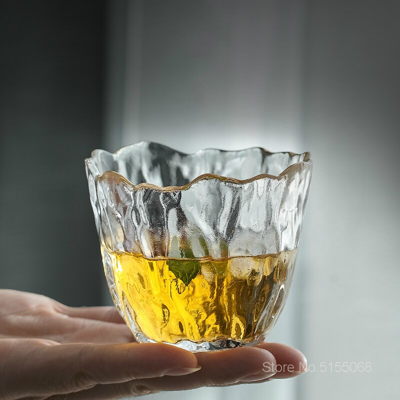 Japansk stil frost blommor hammare kung fu te kopp kronblad skull glas kvinnlig vacker konst vin skott glas whisky tumbler tekopp