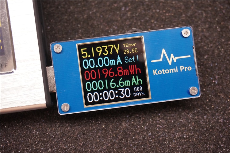 Kotomi + Pro Hoge Precisie Kleurenscherm USB Voltmeter Capaciteit Coulombmeter PD QC Trigger Weerstand Test