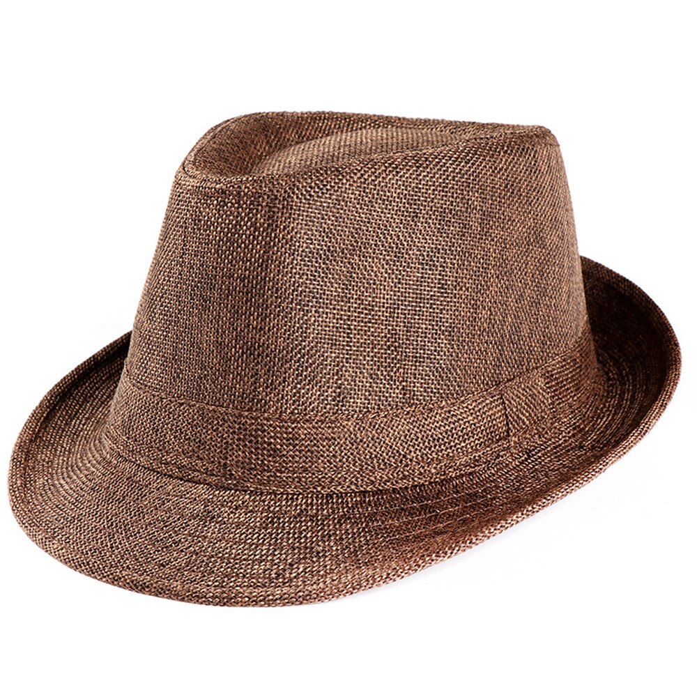 Classic Straw Sunhat For Men Fishing Beach Vacation Sun Protection Hats Wide Sides Vintage Breathable Caps Adult: Coffee 