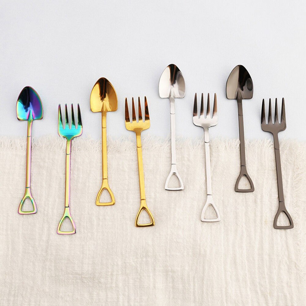 Keuken Rvs Dessert Lepel En Vork Picknick Travel Leuke Ijs Lepel Fruit Vork Keuken Servies