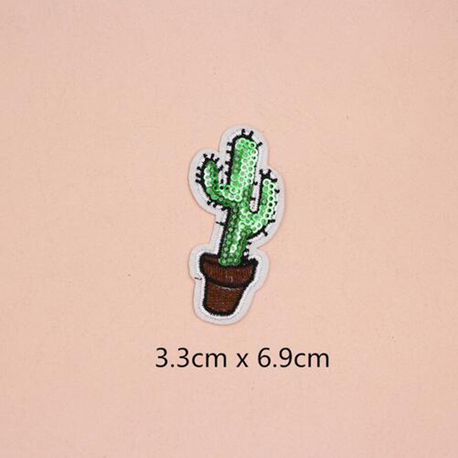 1PC Paillette Sequins Embroidered Patches Clothes Stickers Bag Sew Iron On Applique DIY Apparel Sewing Clothing Accessories BU20: BU20N6 Cactus