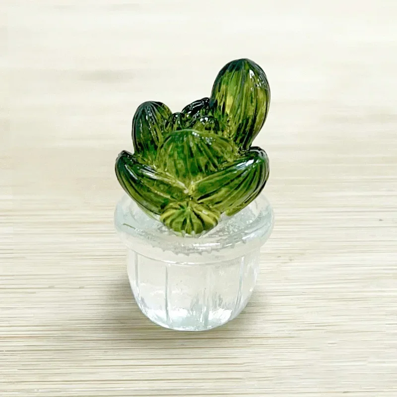 Mini figuritas de Cactus para decoración de escritorio, estatua suculenta, planta de bonsái en maceta, micropaisaje: Caqui oscuro
