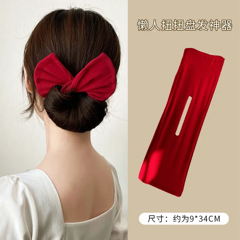Dispositivo de grampo de cabelo em forma de arco feminino doce e adorável grampo de cabelo rápido coque ferramentas de estilo de cabelo trança hairbands ferramentas de penteado: MULTI