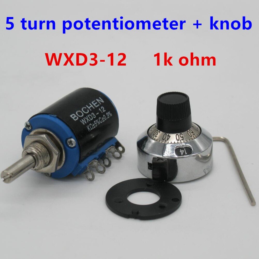 1 STKS WXD3-12 2 W 1 K ohm WXD3-12-2W 5 ring multi-cirkel precisie draadgewonden potentiometer + 1 STKS Digitale knop