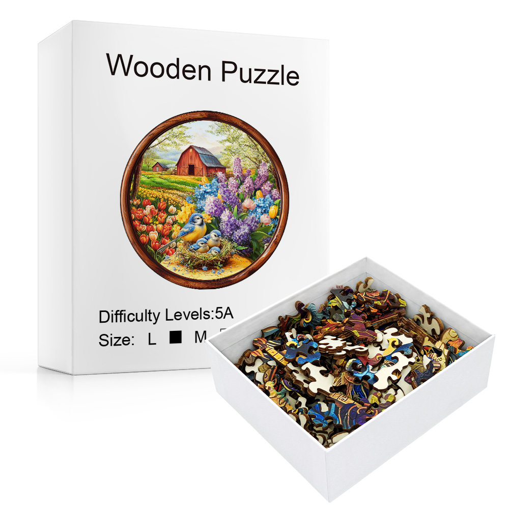 Adult wooden puzzle featuring a 3D garden bird nest and ecological scenery, unique animal-shaped puzzle toys for adults, perfect