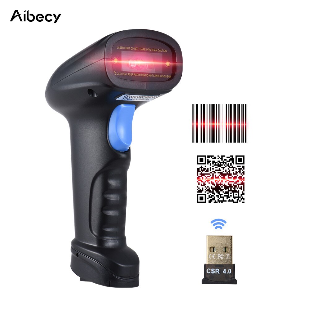 Aibecy BT lecteur de Code à barres sans fil 1D/2D/QR lecteur de Code à barres avec récepteur USB 2100 capacité de stockage de Code pour Android