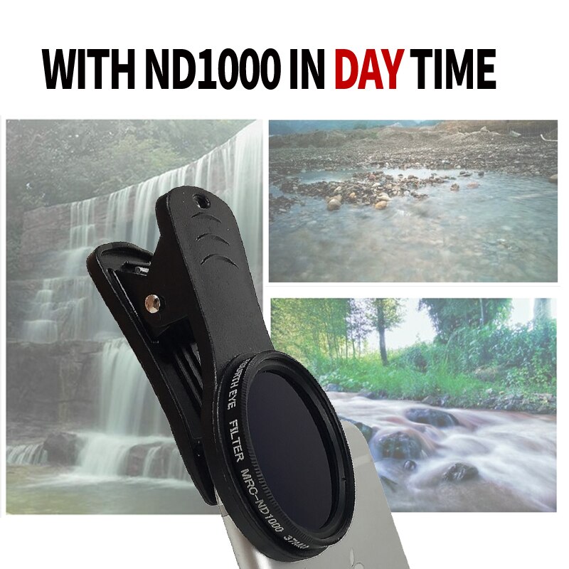 37Mm Instelbare Neutrale Dichtheid Clip-On ND2-ND400 Mobiele Telefoon Camera Filter Lens Voor Iphone Huawei Samsung Android Ios mobiele: unadjustable ND1000