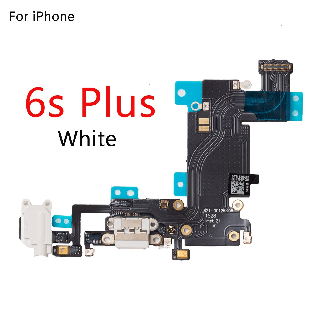 Iphonelle 6g 6 6s plus 5g 5c 5s se latausportti telakointiliitin kuulokkeiden ääniliitäntä+ mikrofonin joustokaapelin vaihto: 6s plus valkoinen
