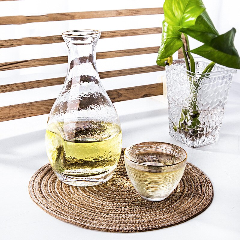 Japanese Glass Wine Set Sake Glass Pot Ice Jug Flagon Liquor Spirits Shochu Cups Wine Bottle Drinkware Bar Set