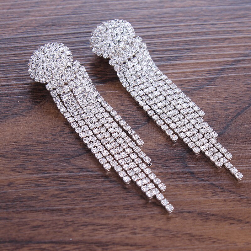 Bling bling sæt kroner øreringe brude smykker tilbehør bryllup diadem rhinestone krystal hovedstykke formel bolero brude wrap: 1 par sølv øreringe