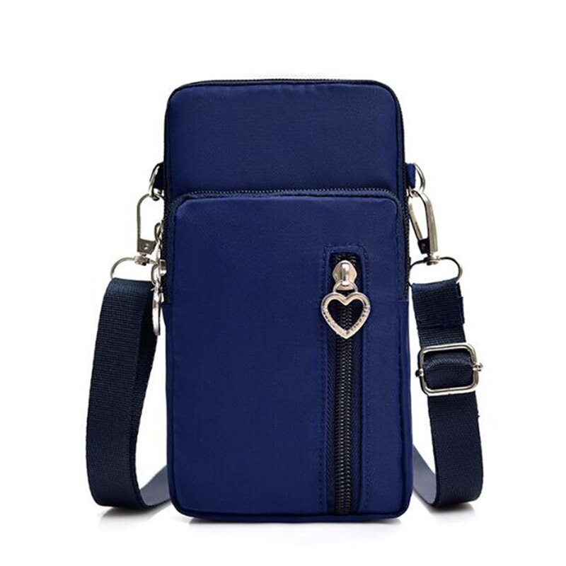 Woman Messenger Bag Mini Shoulder Bag Diagonal Multi-Function Mobile Phone Bag Outdoor Earphone Pouch Sports Bag: Navy L