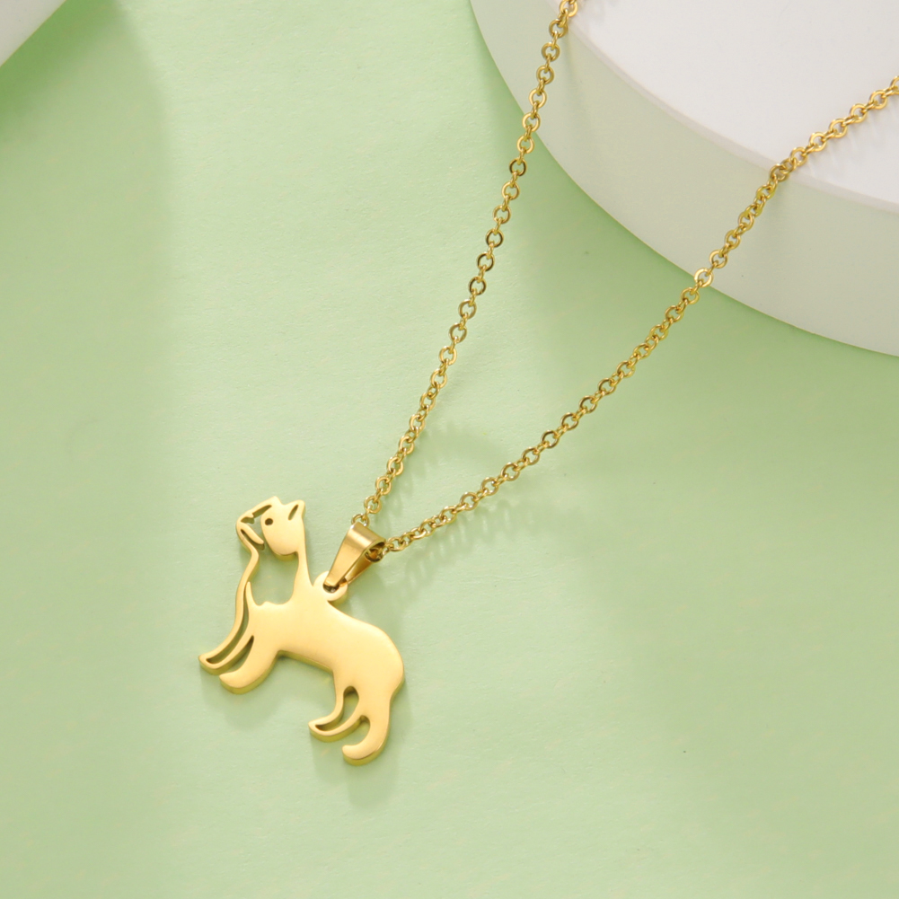 Unift Collier en acier inoxydable avec chat tacheté pour femme, breloques en forme d&#39;animal, ras du cou, bijoux de fiançailles pour amoureux