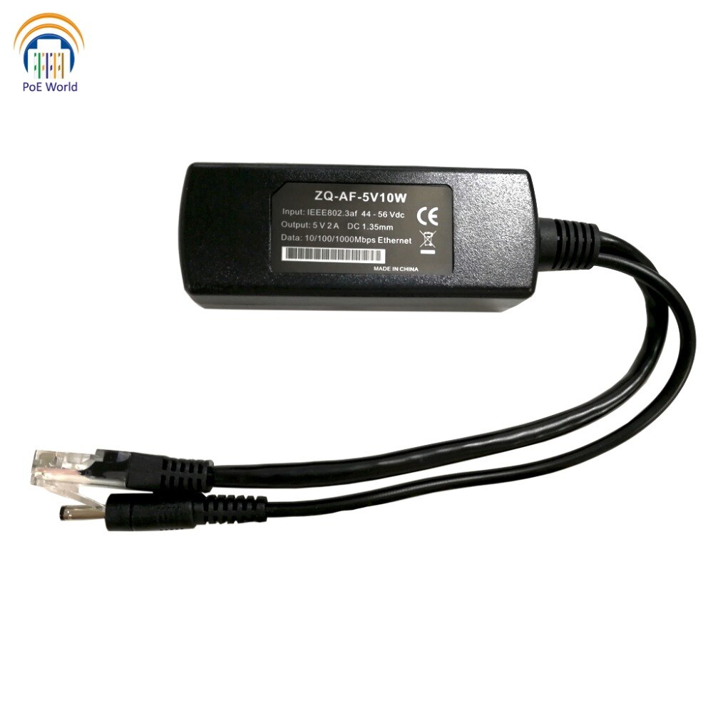 Gigabit 802.3af POE splitter for non-poe device Passive 5 Volt PoE separator works with Foscam Dropcam any 5v device