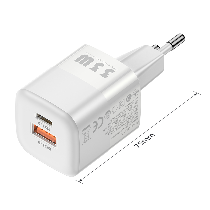 Kuulaa Usb C Lader 33W Gan Type C Pd Snel Opladen Voor Iphone 13 12 11 Max Pro Xs 8 Plus Voor Ipad Air 4 Ipad Mini: EU White