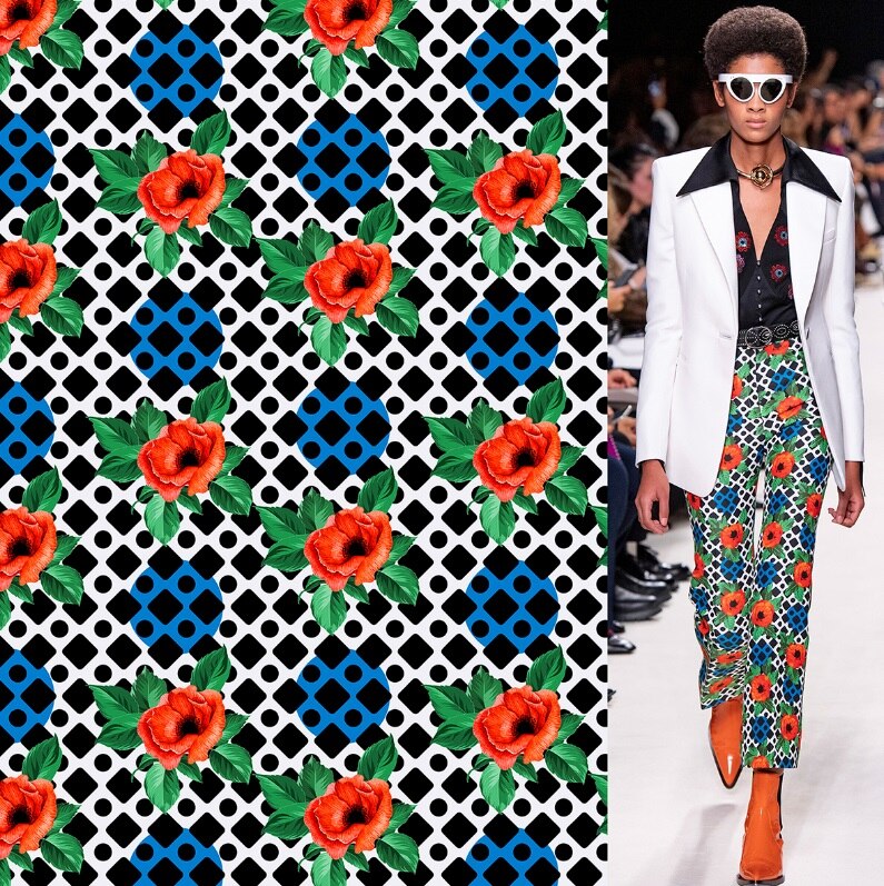 10 styles of the latest brand fabrics imitation silk digital printing hats scarves home sewing fabrics: 10 / Length 100cm