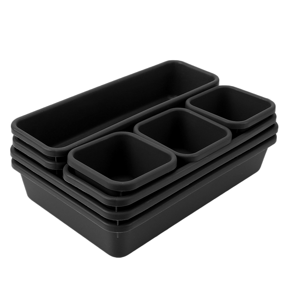 8 teil/satz Küche Badezimmer Lagerung Tabletts Kleinigkeiten Schmuck Halfter Schrank Abdeckung machen-hoch Organizer Kasten Lagerung Schublade Lagerung Kasten: Braun