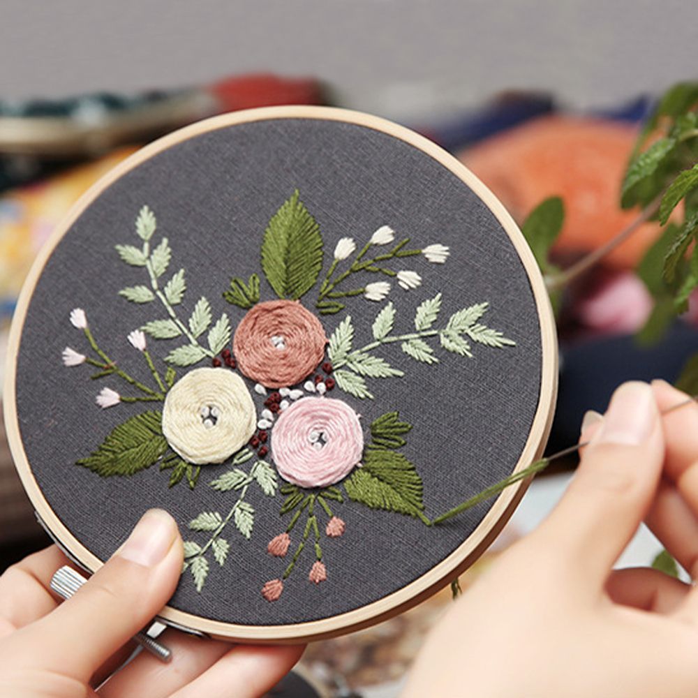 3 st blomma gräs gör det själv broderi blomma handarbete handarbete för nybörjare korsstygn kit band målning broderi båge