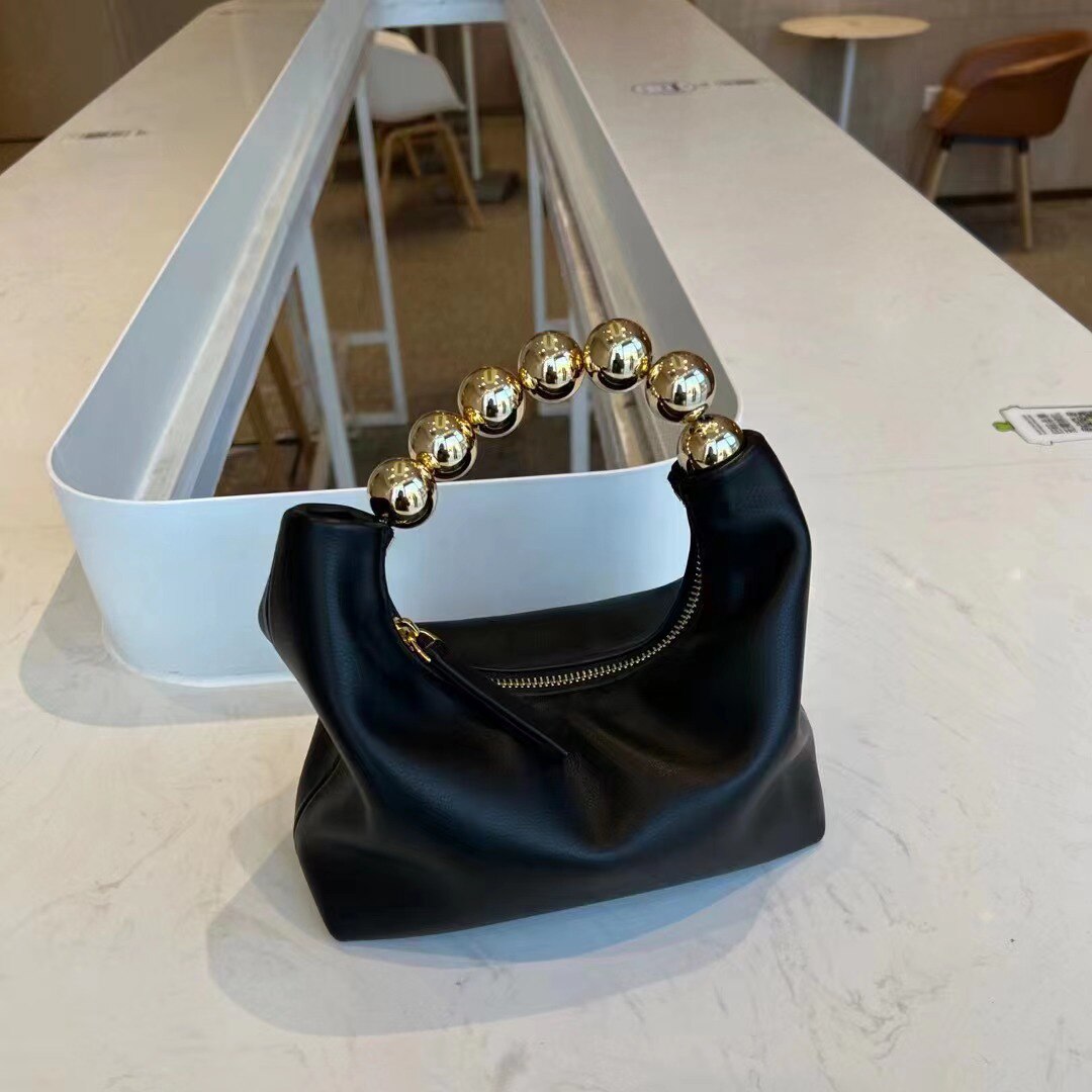 2022 Parel Kralen Handvat Handtas Paars Split Lederen Vrouwen Schoudertas Kleine Keten Crossbody Tas Yelllow