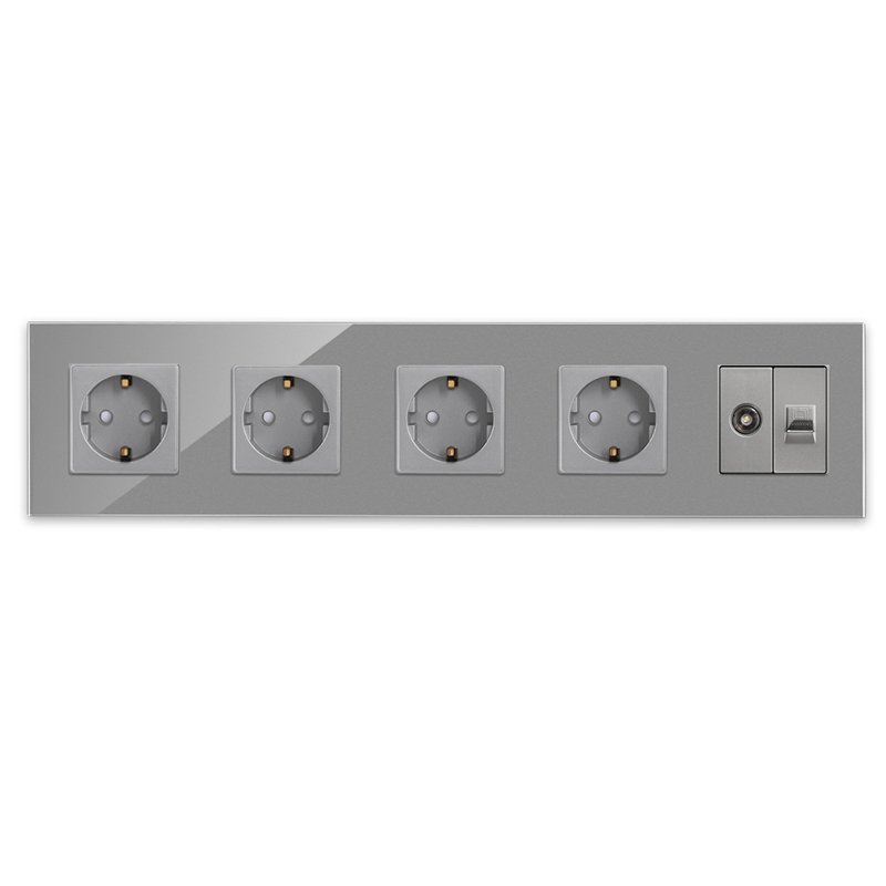 Bingoelec – Triple prise murale Standard ue, panneau en verre blanc noir, pour ordinateur, Internet, Rj45, amélioration de l'habitat: Type6