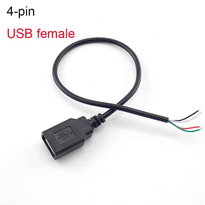 5V Micro USB 2.0 Female/Male Jack Plug Power Supply Cable 2 Pin 4 Pin Wire Charger Transport Data Cord Extension Connector DIY: 4Pin USB Female / 1M
