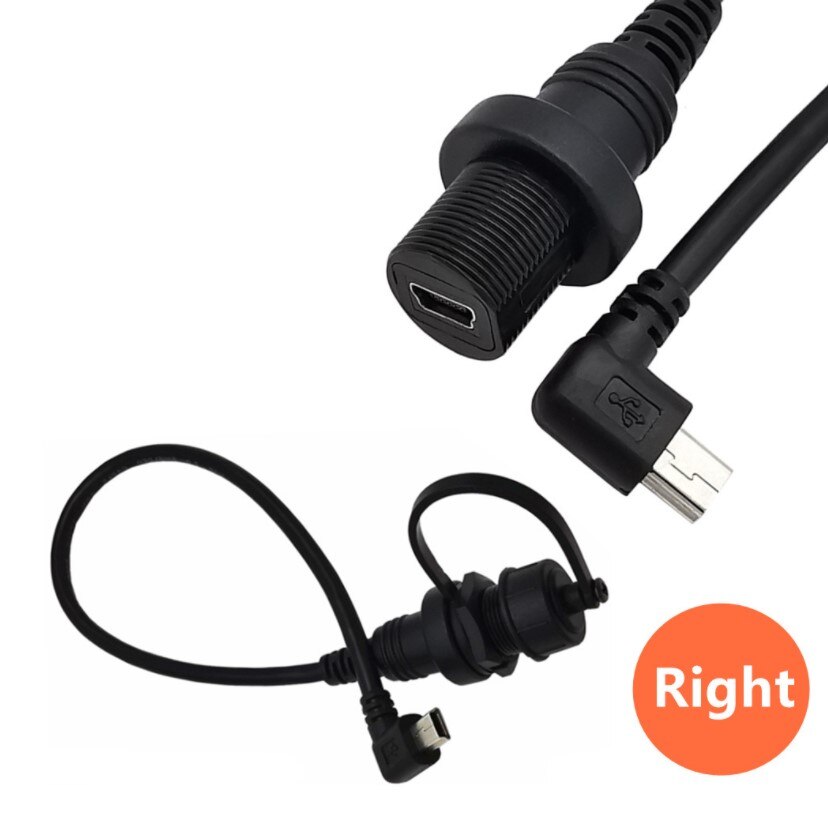 30Cm Mini Usb 2.0 IP67 Waterdichte Kabel, mini-Usb 5pin Ip 67 Man-vrouw Panel Mount Water Proof Connector Verlengsnoer: 0.3m / Right