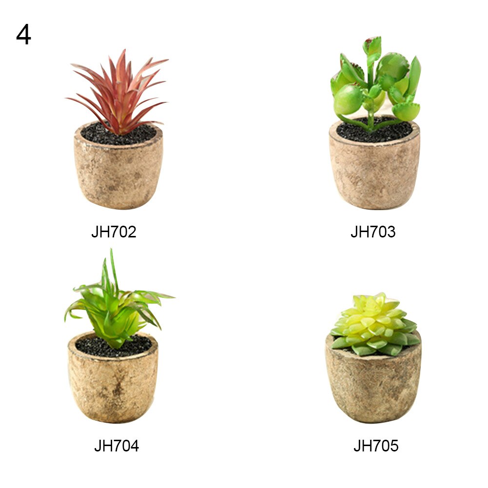 4Pcs/Set Simulation Succulent Plants Artificial Potted Plant Indoor Ornaments: 4