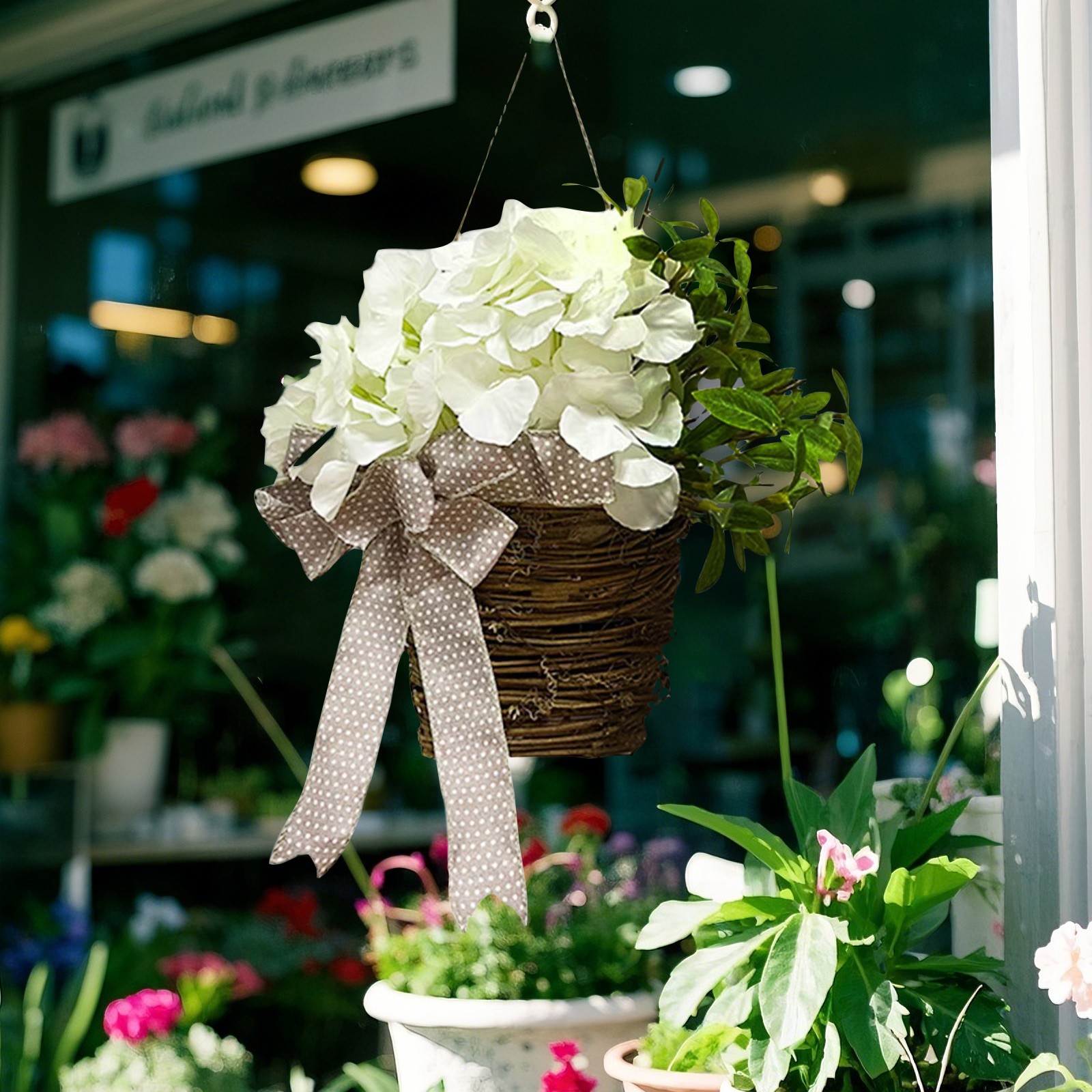 Pretty Spring Flower Wreath Basket, Forsythia Door Basket, Yellow Flower Wreath, Front Door Summer Spring Home Decoration