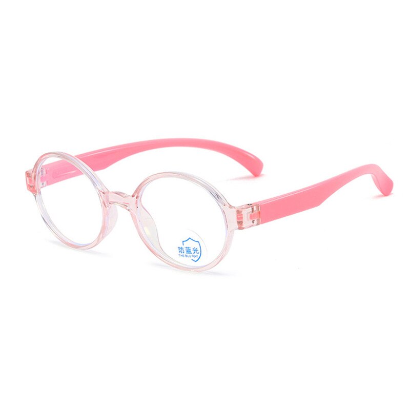 Ronde Bril Flexibele Been Kids Anti Blauw Licht Kinderen Classic Eyewear Meisjes Brillen Jongens Ultralight Clear Lens Pc Frame: Roze