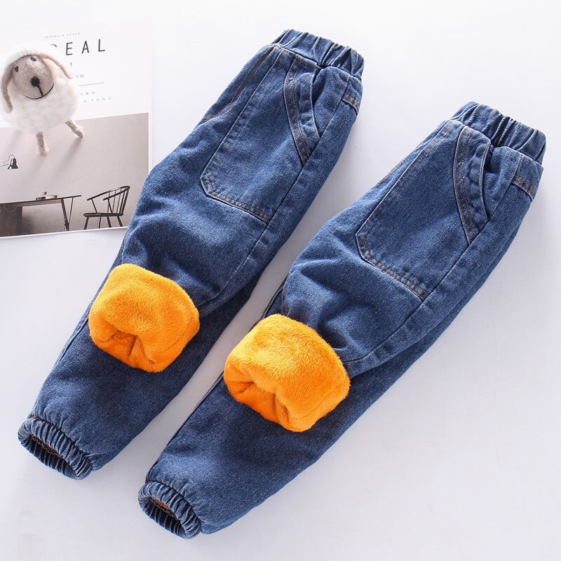 Children Boys Winter Thick Denim Pants Baby Boys Casual Good Velvet Warm Jeans Pants 1-6 Years #068