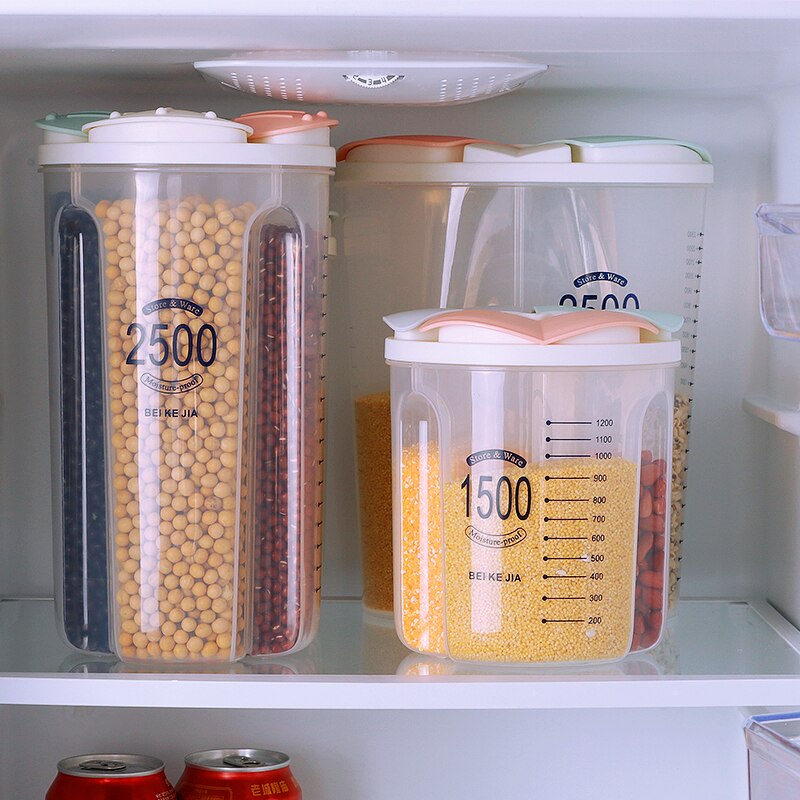Kitchen Storage Jar Sealed Tank Storage Box Compartment Cans Plastic Cereal Dispenser Mason Jars with Lid Kitchen Canister Sets